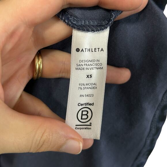 Athleta Santorini Thera Printed Dress Women's Sz XS Allure Navy A-Line Sporty - Picture 4 of 5